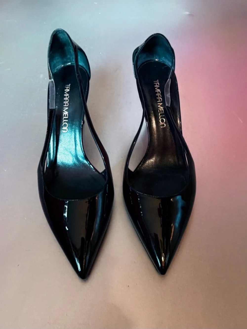 Tamara Mellon Black Patent Pointed Slingback Pumps 37.5 - Picture 1 of 7